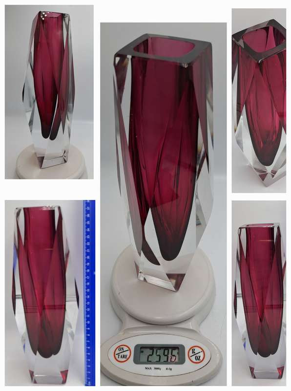 Vintage 1970's Murano Vase -Large and Heavy Glass Made in  Italy
