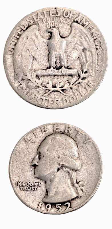 1952  United States SILVER (.900)  ¼ Dollar "Washington Silver Quarter"
