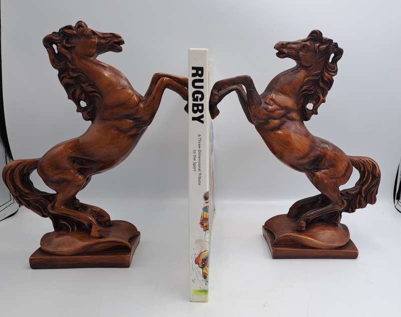 Vintage Pair of Rearing Horse Bookends - Horse Figurines - Rearing Stallions