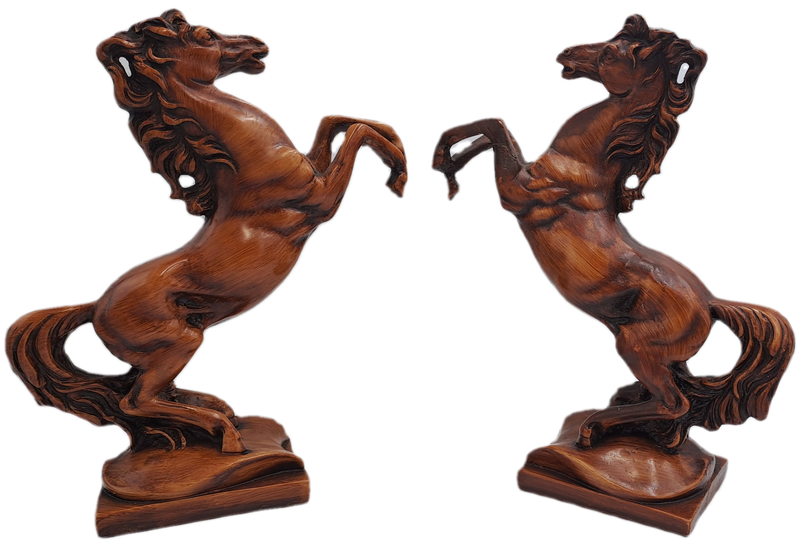 Vintage Pair of Rearing Horse Bookends - Horse Figurines - Rearing Stallions