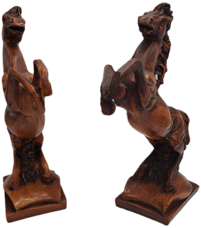 Vintage Pair of Rearing Horse Bookends - Horse Figurines - Rearing Stallions