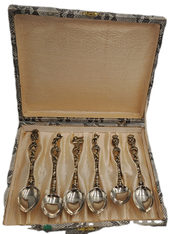 6pc Vintage Italian Demitasse Tea Spoons -Boxed
