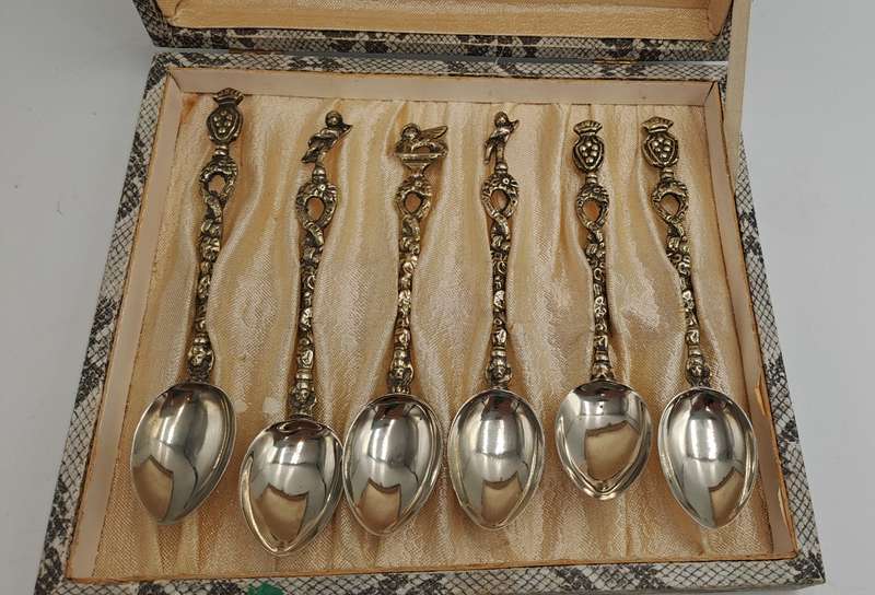 6pc Vintage Italian Demitasse Tea Spoons -Boxed