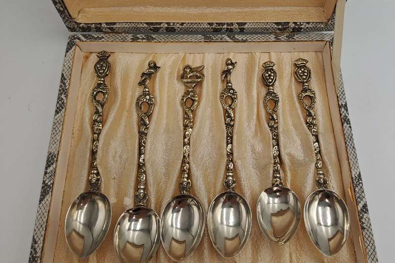 6pc Vintage Italian Demitasse Tea Spoons -Boxed