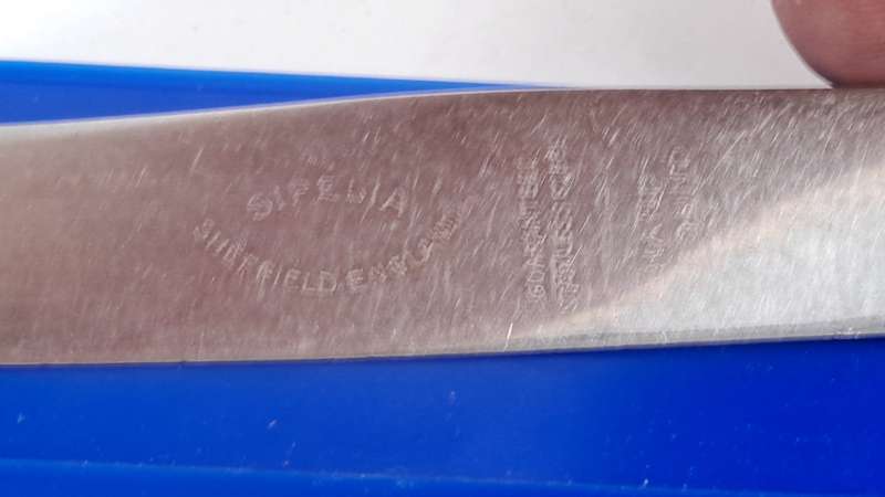 5 Antique / Vintage Sipelia Sheffield Table Knifes -Hand Grownd