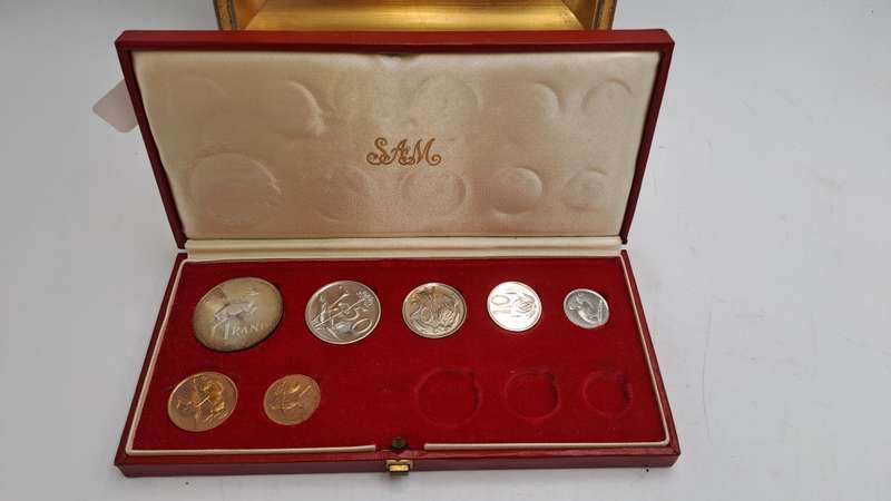 South Africa Munt 1980 Proof Set in Long Proof Box -SILVER .800 one Rand