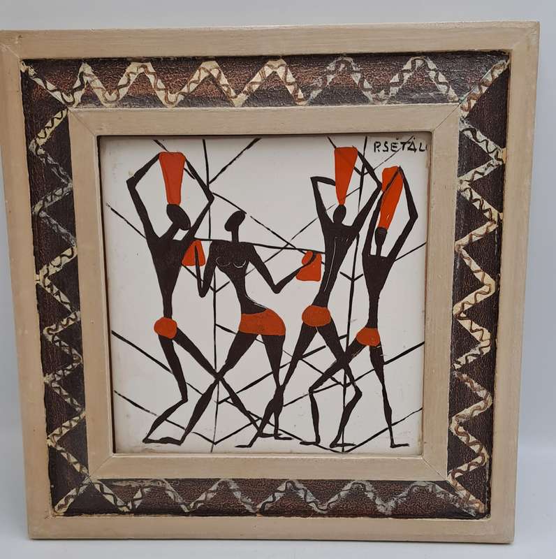 Original Framed African Art by Resetal--  24cm x24cm x1,5cm