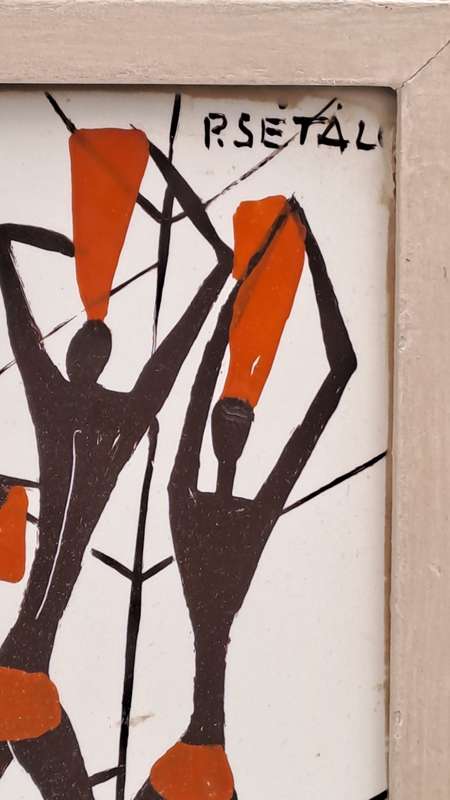 Original Framed African Art by Resetal--  24cm x24cm x1,5cm