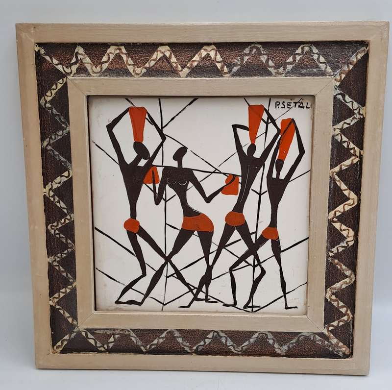 Original Framed African Art by Resetal--  24cm x24cm x1,5cm