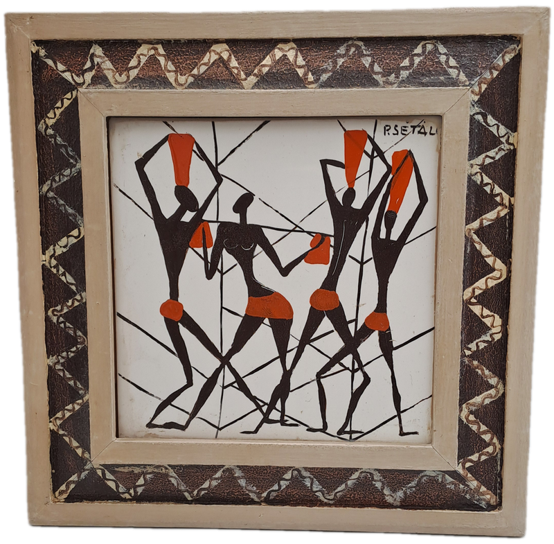 Original Framed African Art by Resetal--  24cm x24cm x1,5cm