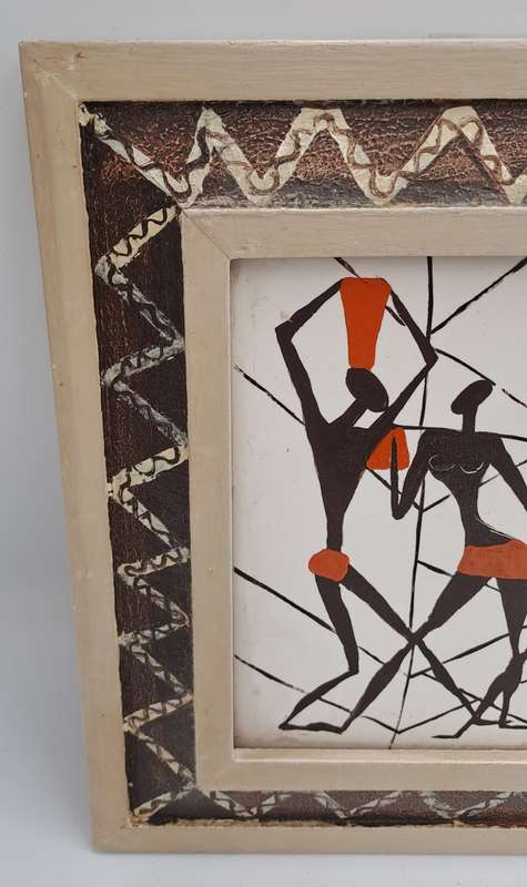Original Framed African Art by Resetal--  24cm x24cm x1,5cm