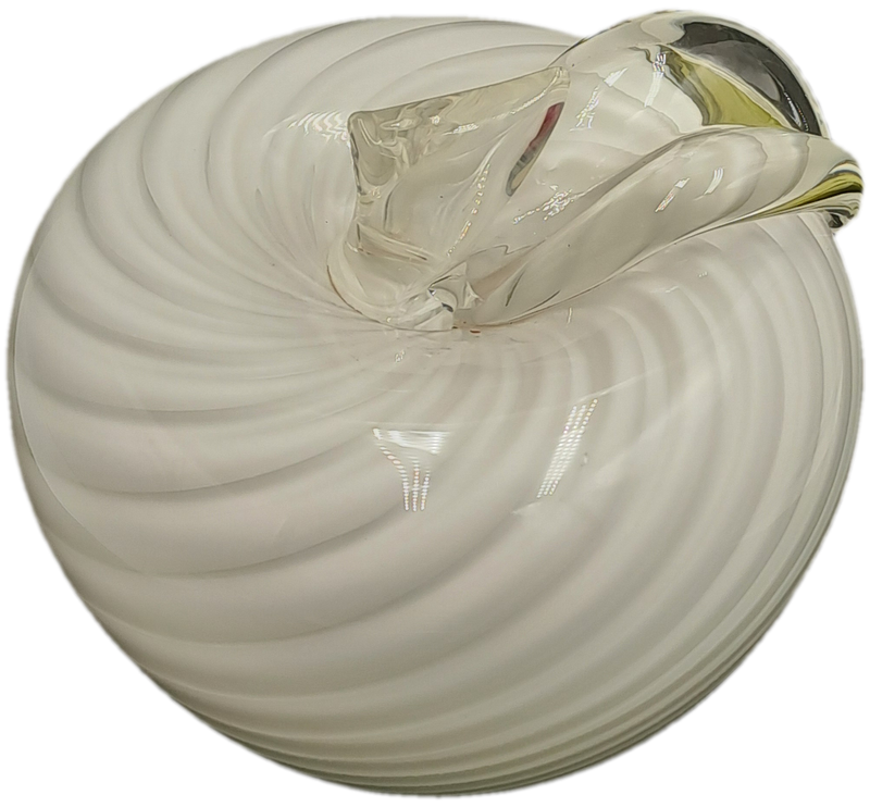 Murano Art Glass Brilliant White Swirl Apple
