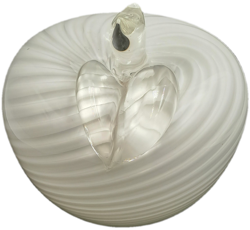 Murano Art Glass Brilliant White Swirl Apple