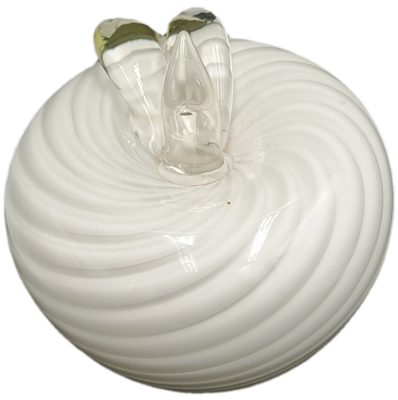Murano Art Glass Brilliant White Swirl Apple