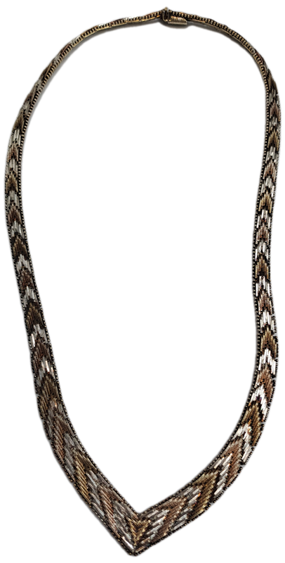 Vintage STERLING SILVER .925 TRI COLOR VERMEIL V NECKLACE Made In  ITALY