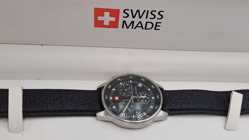 Rare Retro SWISS "Bagardi" Adverising MILITARY MEN'S CHRONOGRAPH QUARTZ Watch -Boxed