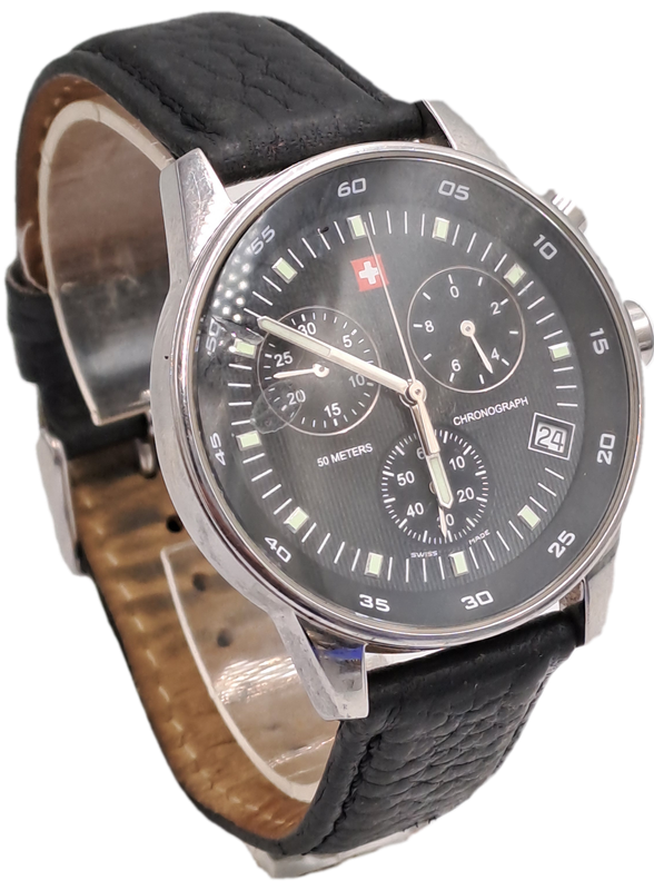 Rare Retro SWISS "Bagardi" Adverising MILITARY MEN'S CHRONOGRAPH QUARTZ Watch -Boxed