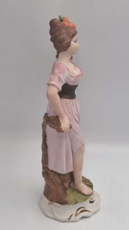 Vintage Taiwanese Ceramic Statue Figurine Farmer Women Art Deco Figure Bibelot