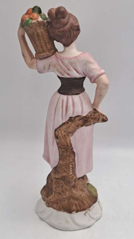 Vintage Taiwanese Ceramic Statue Figurine Farmer Women Art Deco Figure Bibelot