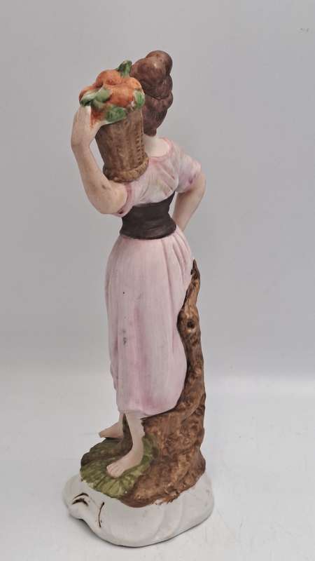 Vintage Taiwanese Ceramic Statue Figurine Farmer Women Art Deco Figure Bibelot