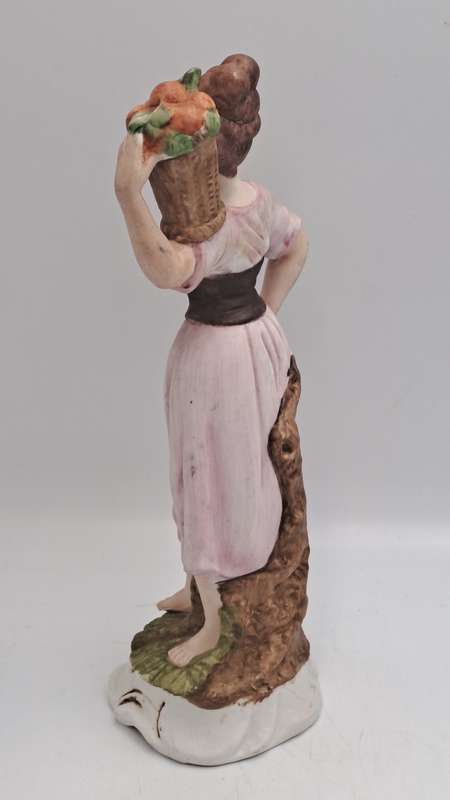 Vintage Taiwanese Ceramic Statue Figurine Farmer Women Art Deco Figure Bibelot
