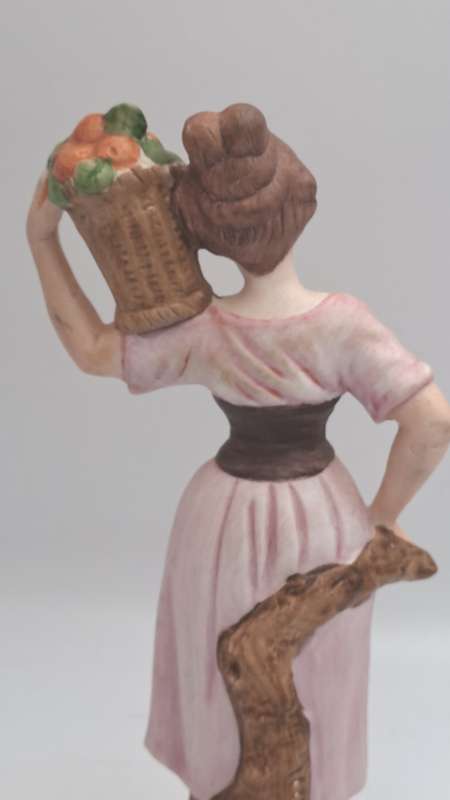 Vintage Taiwanese Ceramic Statue Figurine Farmer Women Art Deco Figure Bibelot