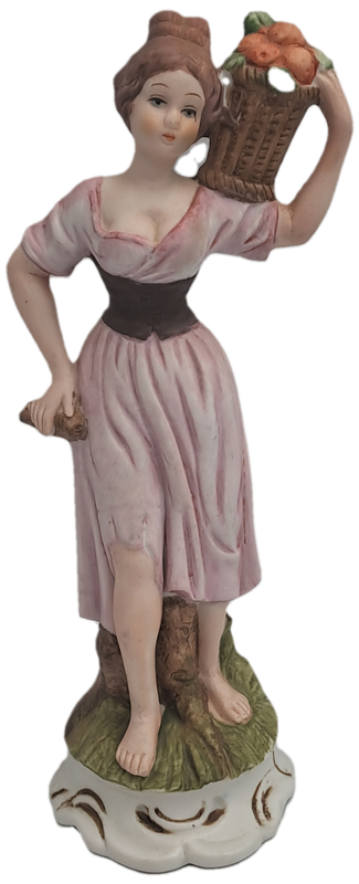 Vintage Taiwanese Ceramic Statue Figurine Farmer Women Art Deco Figure Bibelot