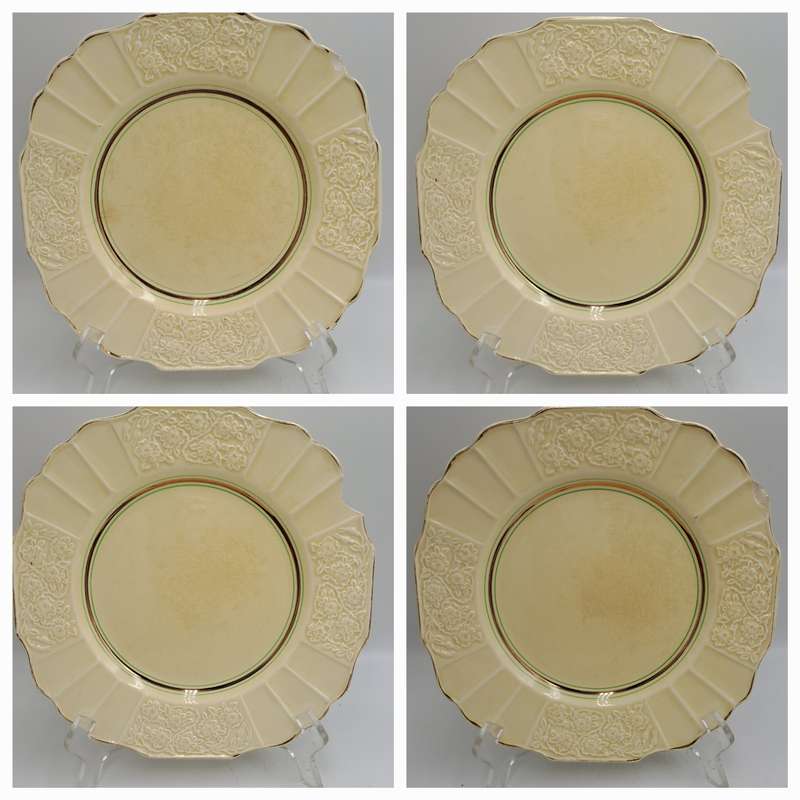 4 Vintage 1930's Myott Son & Co Ltd Cream Plates 22,3cm - Pattern 1338 -England (Chipped)