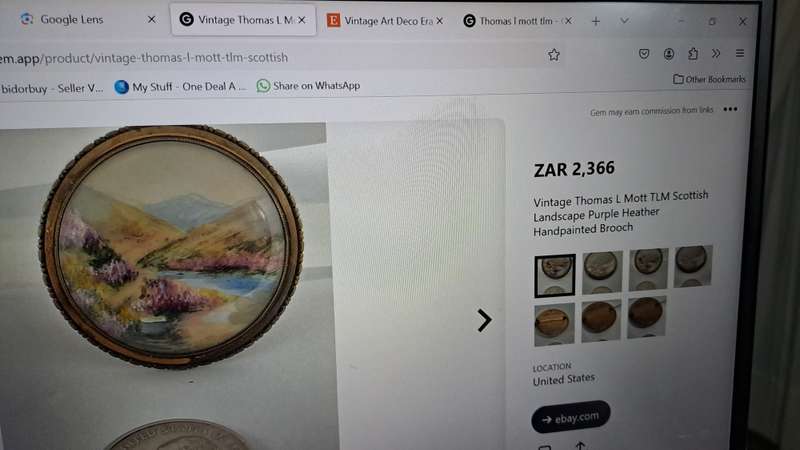 Vintage 1930's-1940's TLM (Thomas L Mott) Scottish Landscape Purple Heather Handpainted Brooch