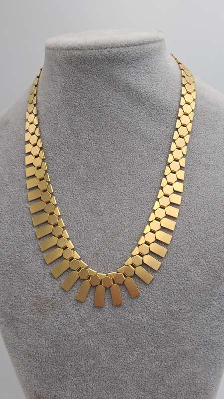 Fashionable Geometric Gold Tone Necklace 46cm