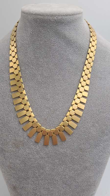 Fashionable Geometric Gold Tone Necklace 46cm