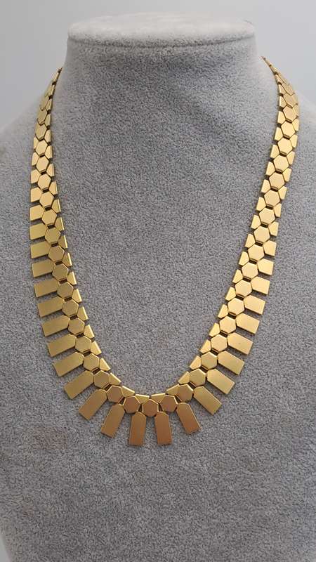 Fashionable Geometric Gold Tone Necklace 46cm