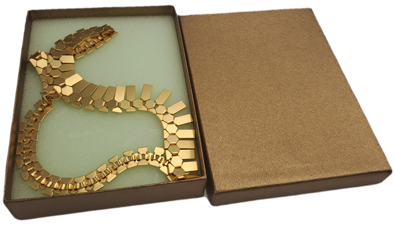 Fashionable Geometric Gold Tone Necklace 46cm