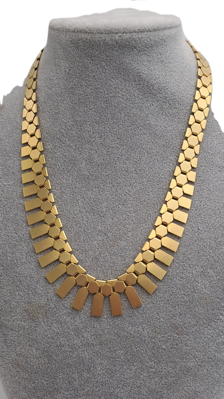 Fashionable Geometric Gold Tone Necklace 46cm