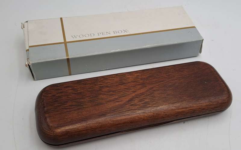 Wood Pen And Pencil set in wood box with sleeve - Siemens Logo on box -Ink is good