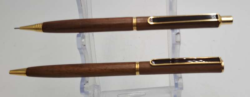 Wood Pen And Pencil set in wood box with sleeve - Siemens Logo on box -Ink is good