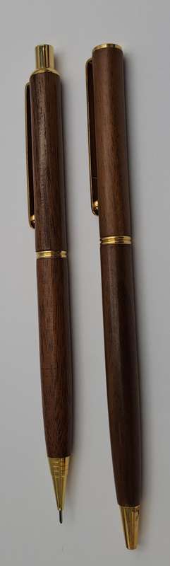 Wood Pen And Pencil set in wood box with sleeve - Siemens Logo on box -Ink is good