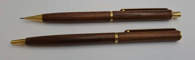 Wood Pen And Pencil set in wood box with sleeve - Siemens Logo on box -Ink is good