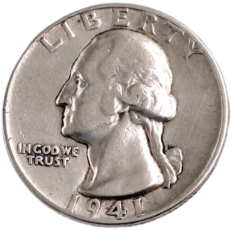 1941 United States SILVER ¼ Dollar "Washington Silver Quarter"