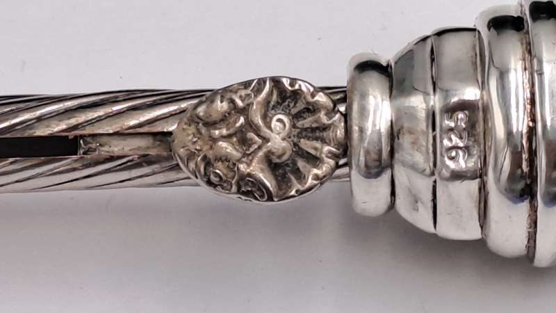 Antique Sterling Silver Judaica candle lighter, or tzinder used During religious events.