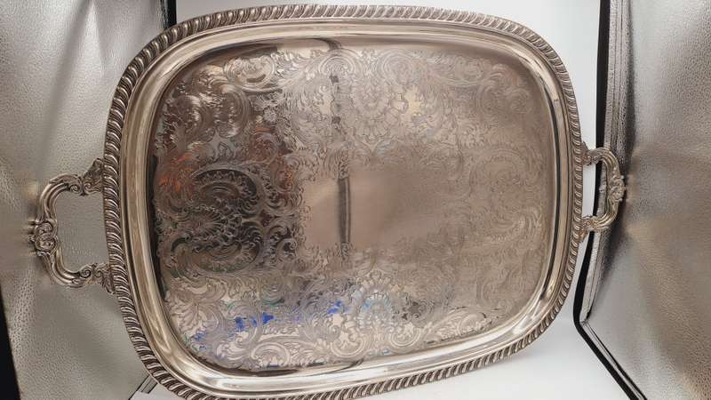 large Silver Plated serving Tray 73cm x 46,7cm