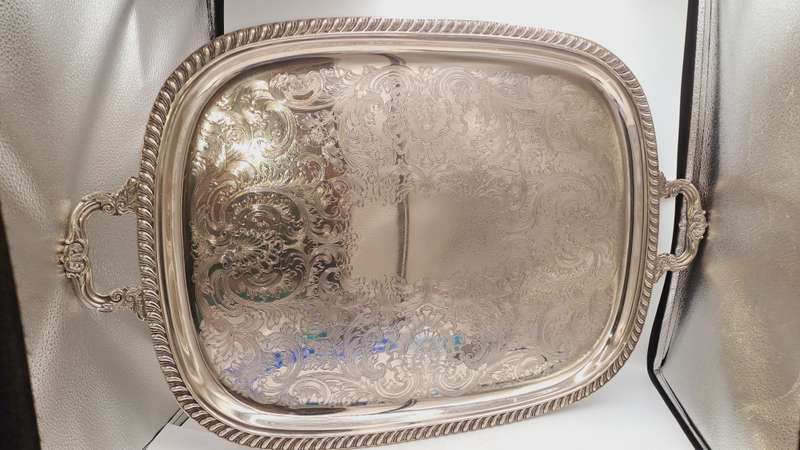 large Silver Plated serving Tray 73cm x 46,7cm