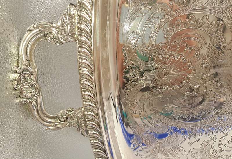 large Silver Plated serving Tray 73cm x 46,7cm