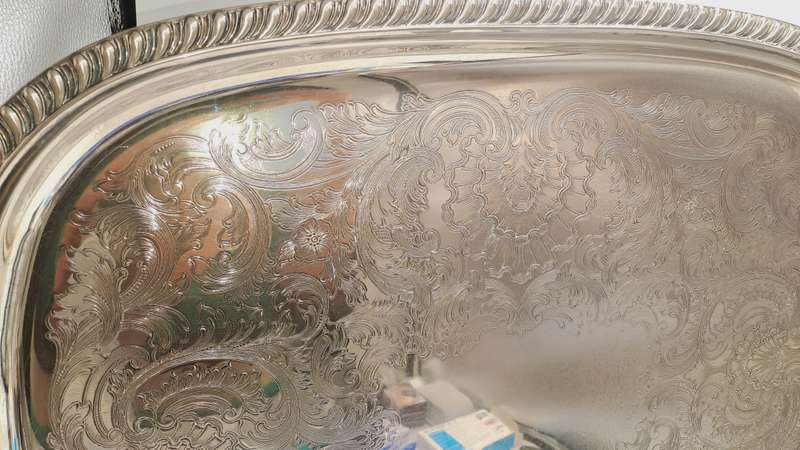 large Silver Plated serving Tray 73cm x 46,7cm