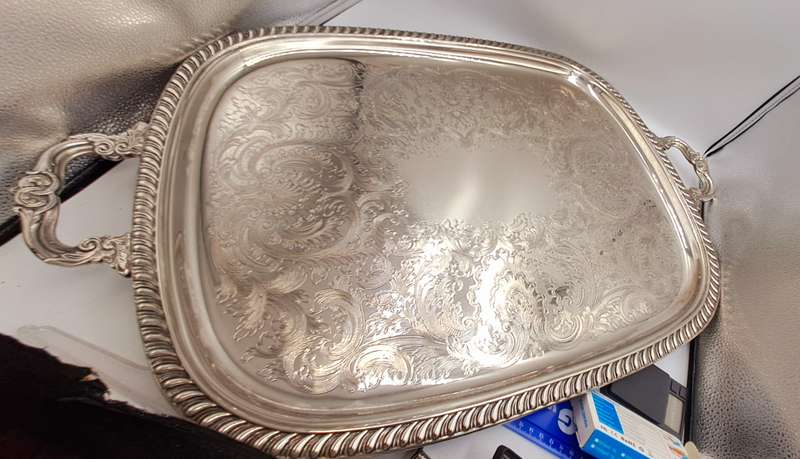large Silver Plated serving Tray 73cm x 46,7cm