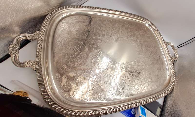 large Silver Plated serving Tray 73cm x 46,7cm