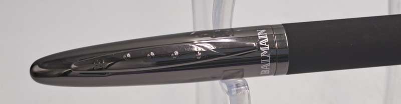Pre-owned Balmain Paris Ballpen in Leather Pouch -Branded on Cap-Ink is dry
