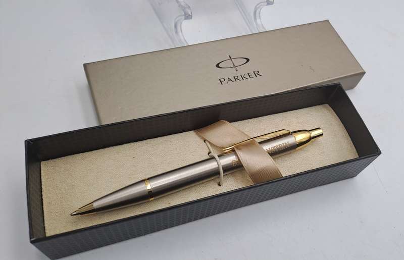 PARKER IM Brush Ball Pen with Gold Trim - Personalized on Cap