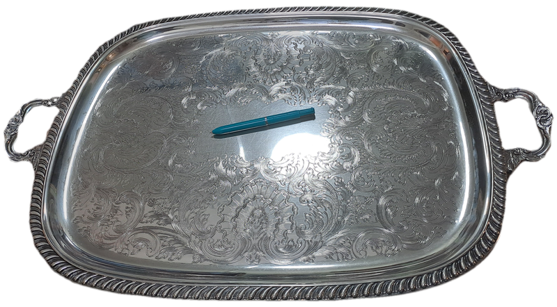 large Silver Plated serving Tray 73cm x 46,7cm
