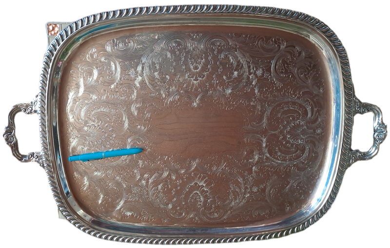 large Silver Plated serving Tray 73cm x 46,7cm